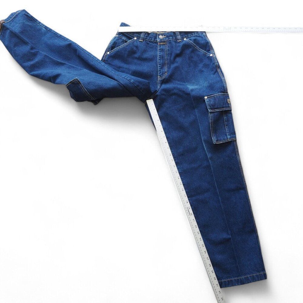 Varcity Vintage 90s Y2K Cargo Heavy Denim Hip Hop / Skate Baggy Jeans Men's 32 - Picture 4 of 14